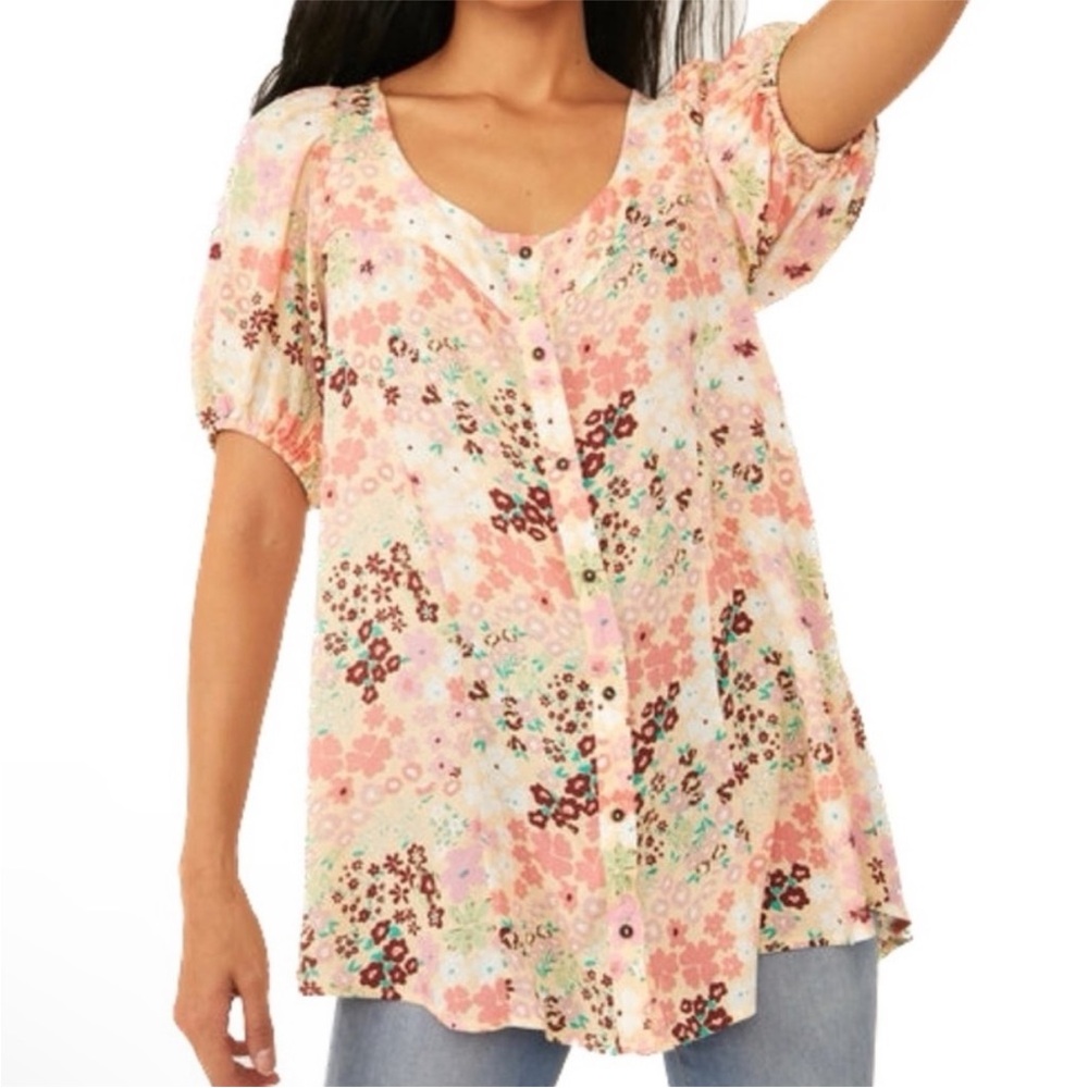 NWT FP Callie Floral Printed Tunic Blouse - Size Small